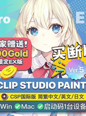 csp国际版启动码5.0买断版 clipstudiopaint升级简体中文绘画软件
