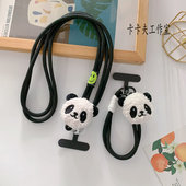 可爱毛绒公仔熊猫手机挂绳防摔手腕绳双钩斜挎绳ccd相机背带挂链
