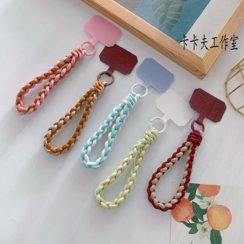 个性时尚手工编织拼色四股编织手机短挂绳防摔手腕绳ccd相机挂链