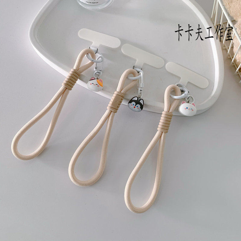 可爱卡通狗狗猫咪吊坠奶白手腕绳