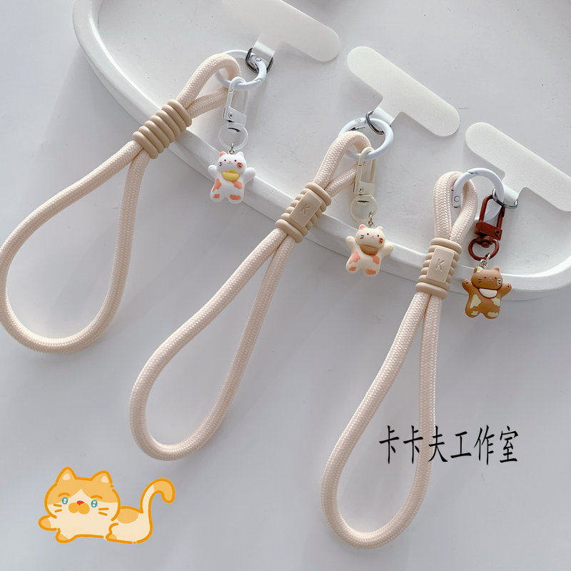 可爱萌萌领巾小奶猫咪吊坠奶白手机短挂绳防摔手腕绳ccd相机挂链
