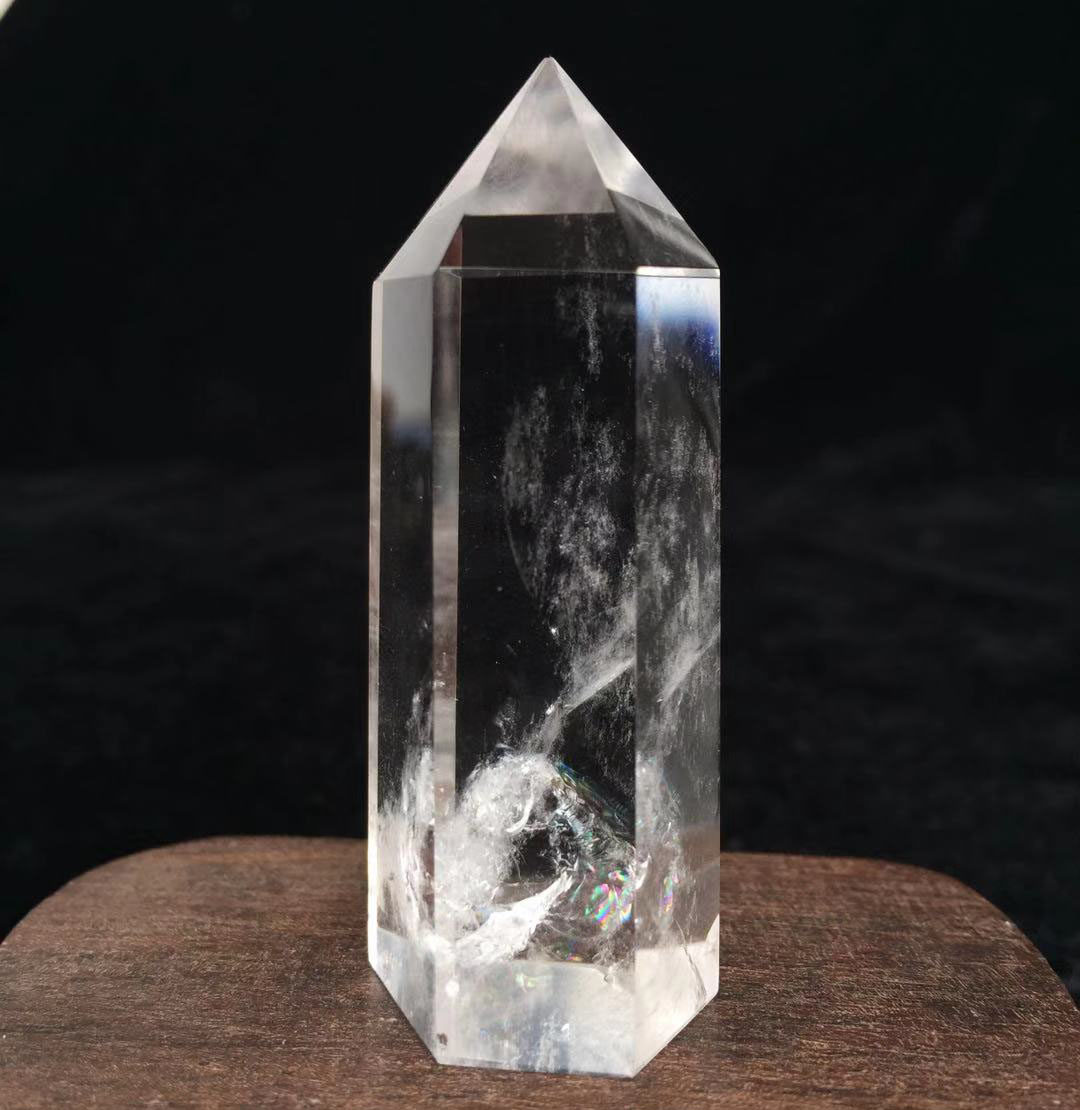 天然白水晶柱原石晶柱六棱柱家居办公室摆件饰品手链充能送底座