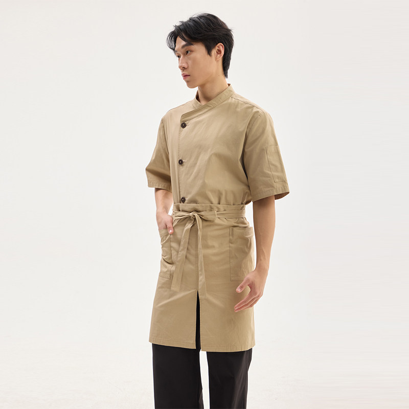 全棉手作工装奶茶烘焙甜点师工装火锅饭店厨师服山野风餐饮工作服