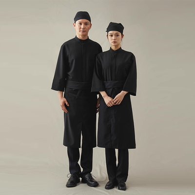 日式料理工作服黑色套装