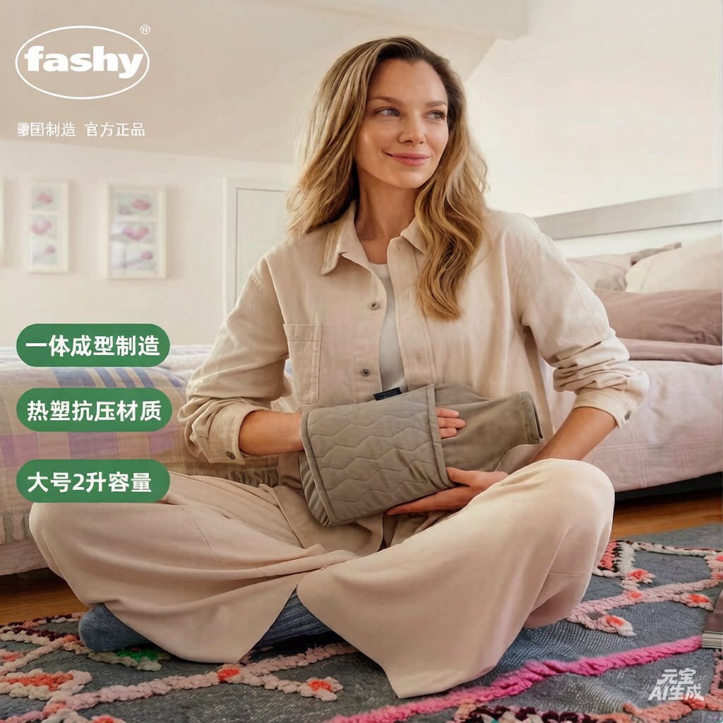 德国进口fashy可插手便拆卸注入热水袋热敷保暖暖手暖水袋大号2升
