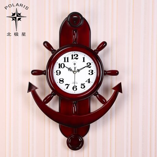 北极星地中海客厅静音仿木挂钟
