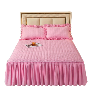 床笠床裙两用家用双人床加厚磨毛2米床罩单件四件套新款1.8米2.2