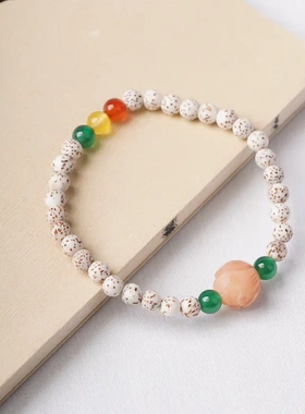 星月菩提手串.单圈粉莲花款 男女文玩首饰念珠手链