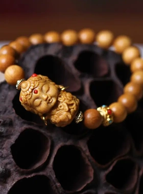 芭比檀香度母手串女檀香木单圈手链情侣佛珠手串简约时尚饰品礼物