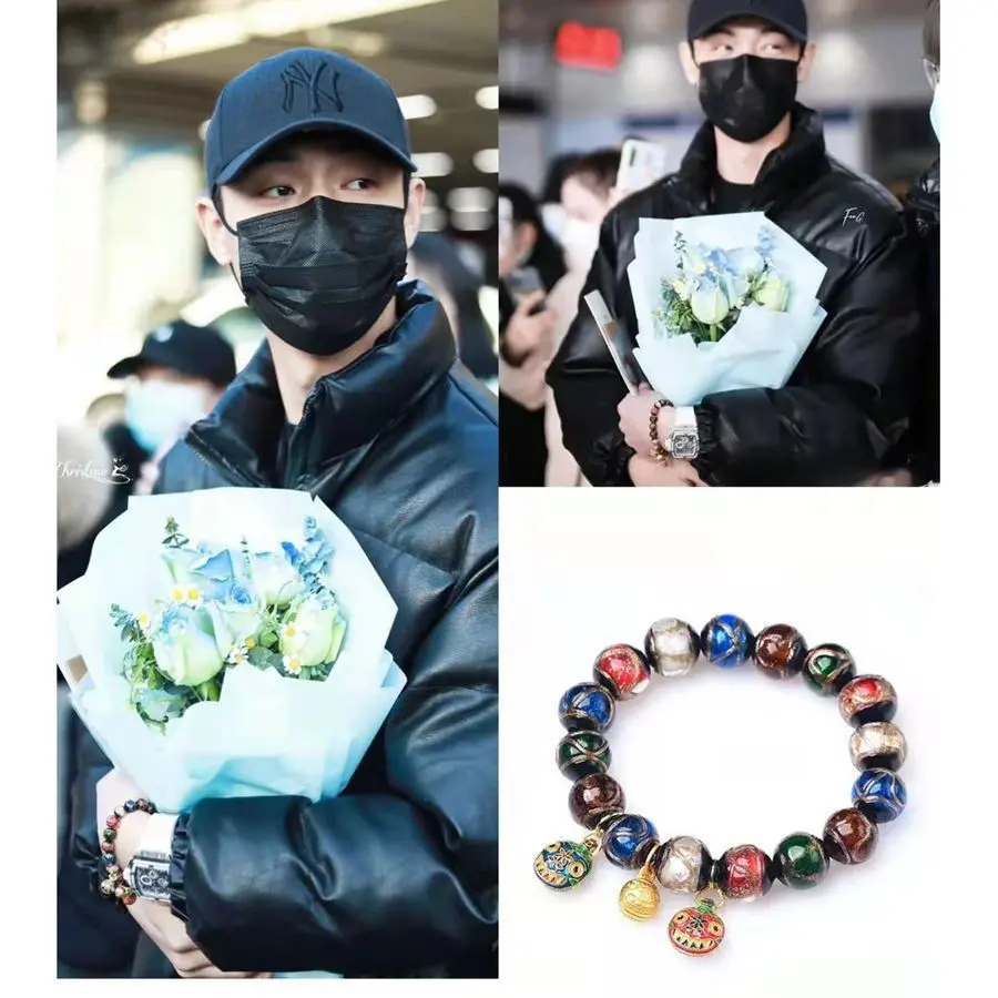 高档送礼手串秦霄贤同款琉璃五彩手链一家三口吞金兽情侣款手串