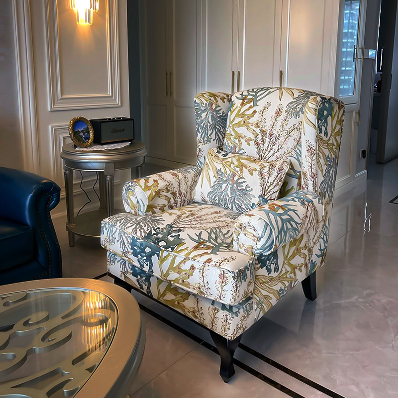 艾米尼奥美式织花老虎椅复古单人