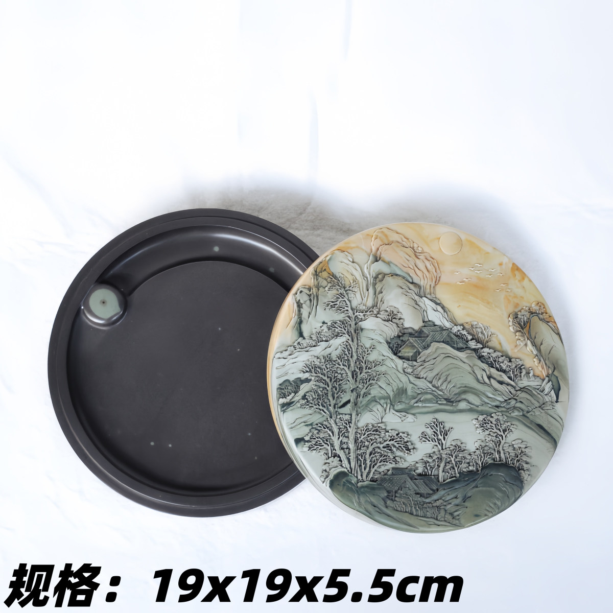 攀枝花苴却砚非遗手工山水盖砚