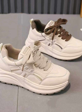 厚底华夫阿甘鞋女2026春季新款休闲增高运动鞋小个子慢跑老爹女鞋