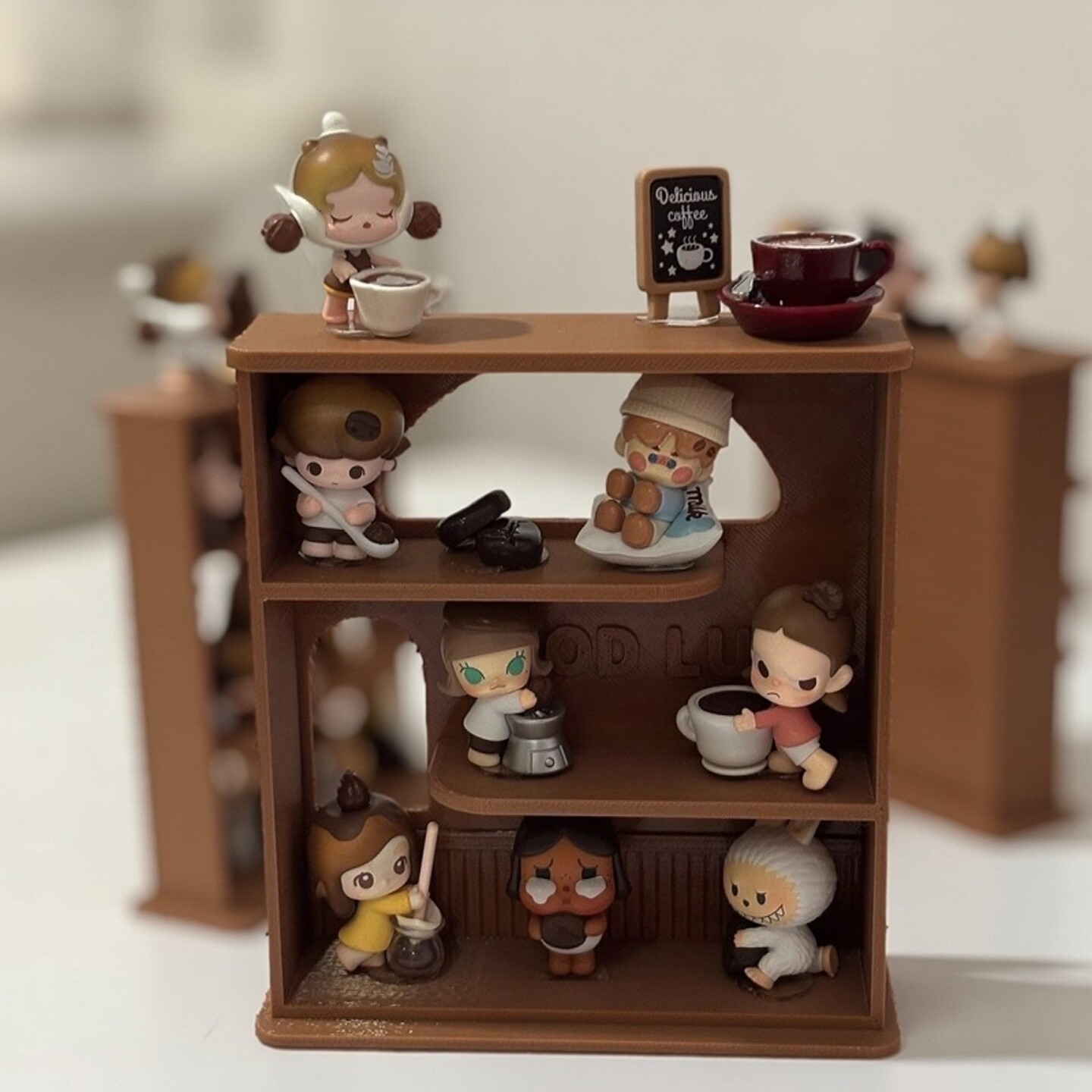 安美 手办咖啡萌粒diy收纳盒场景展示柜3D打印置物架娃屋摆件ins