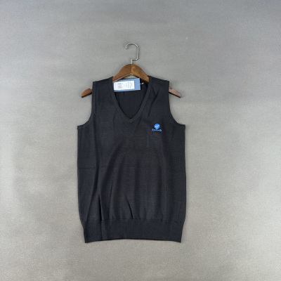 刺绣无袖V领针织衫薄毛衣马甲女