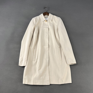 西班牙单 中长款 春季 式 单排扣直筒显瘦翻领风衣外套女 通勤西装 原