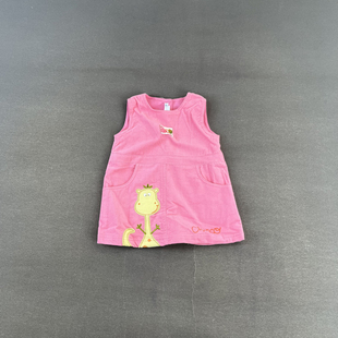 原 意大利单 卡通刺绣婴幼儿3-12个月宝宝幼童灯芯绒背心裙连衣裙