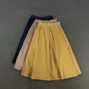 日本单 文艺风纯色立体压褶松紧高腰半身裙A字裙伞裙女潮 柜120