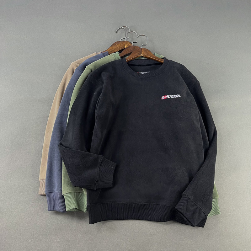 摇粒绒宽松休闲加绒圆领卫衣男