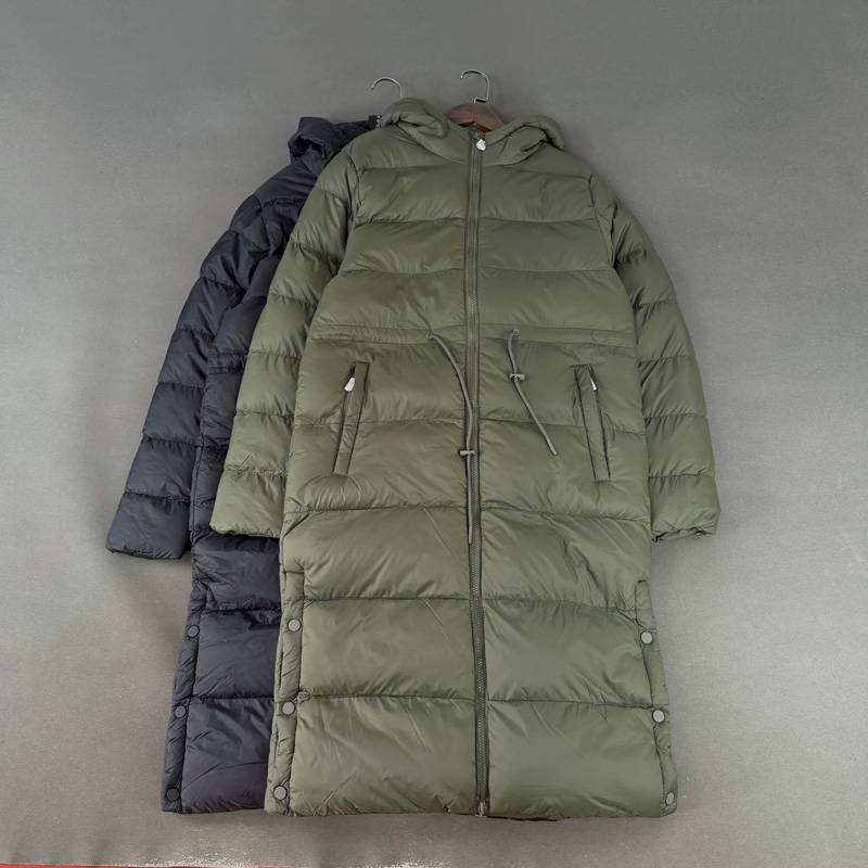 美国单 冬季防风保暖加厚中长款抽绳收腰连帽棉衣棉服棉袄外套女