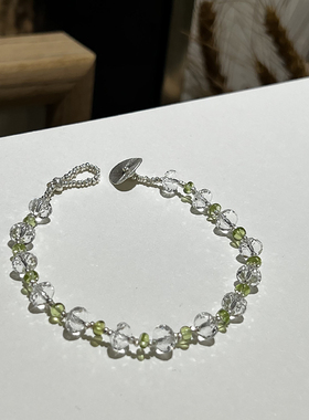 天然白水晶橄榄石手链女
