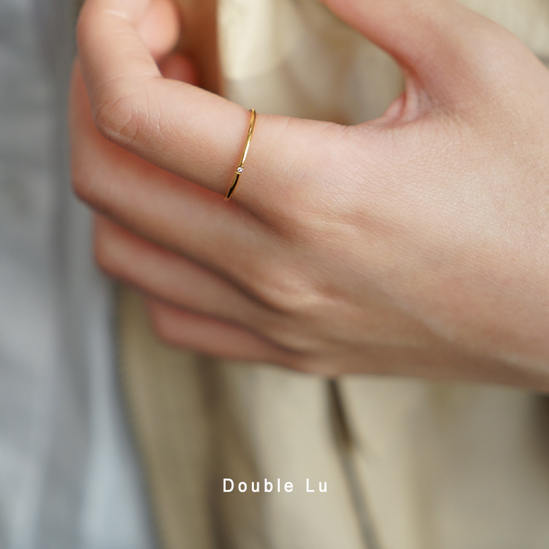 带钻细戒指极细镶锆超细叠戴百搭