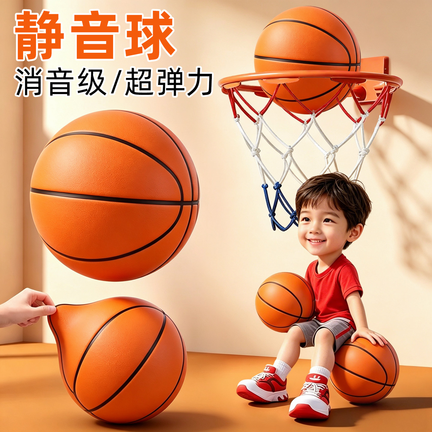 静音高弹儿童家用篮球3/5号图片