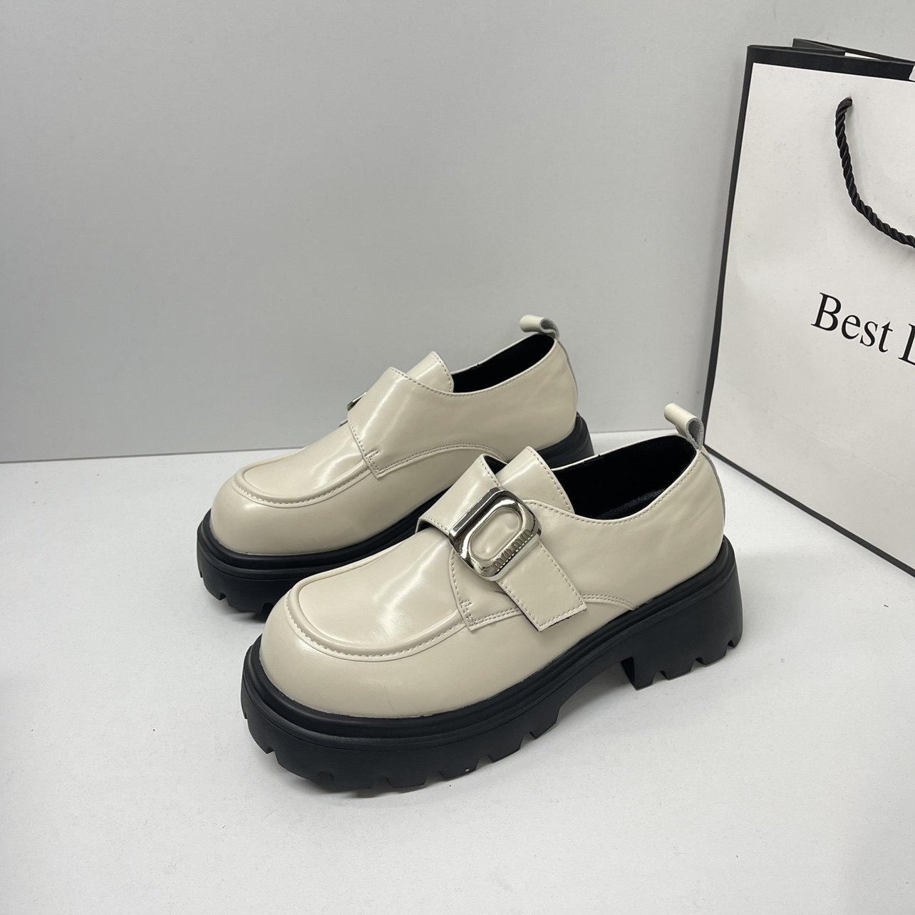 增高乐福鞋女2026魔术贴英伦爆款小众一脚蹬厚底单鞋大头小皮鞋子,女鞋,乐福鞋（豆豆鞋）,淘宝优惠券,粉丝福利购,淘宝优惠卷