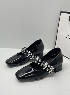 软皮粗跟内增高玛丽珍鞋女法式2026春季小个子通勤6cm高跟单鞋