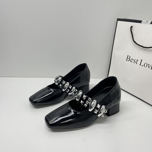 软皮粗跟内增高玛丽珍鞋女法式2026春季小个子通勤6cm高跟单鞋