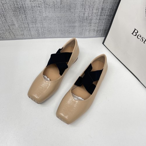 法式低跟2cm芭蕾风交叉带单鞋