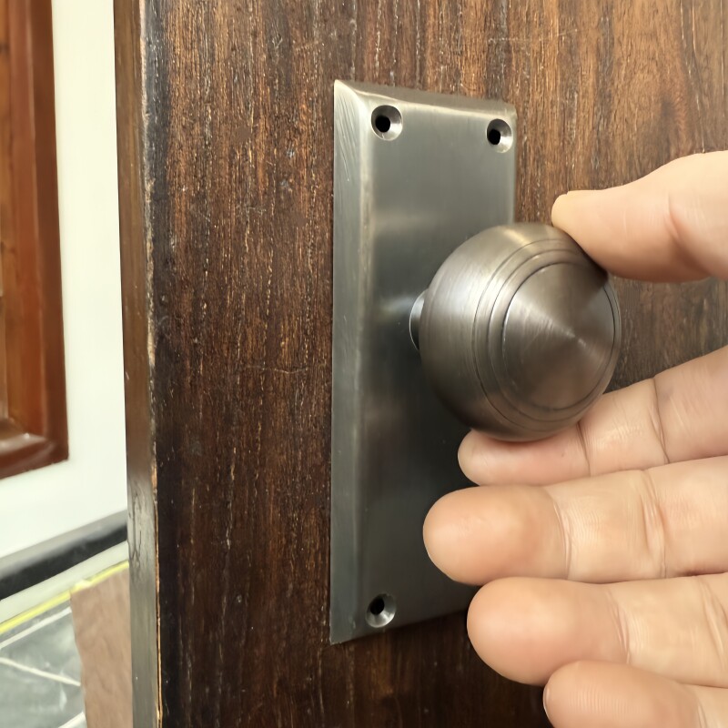 仿古大门把手全铜黄铜材质圆球形方拉手简约款加厚实心老洋房拉手