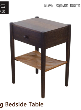 初森Slung Bedside Table吊挂床头柜中古复古民宿家用橡木餐边柜