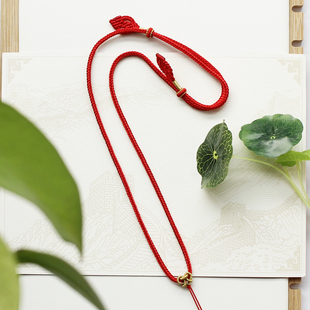 纯手工编绳编织项链绳吊坠挂绳毛衣链本命年大红色男女搭配金饰