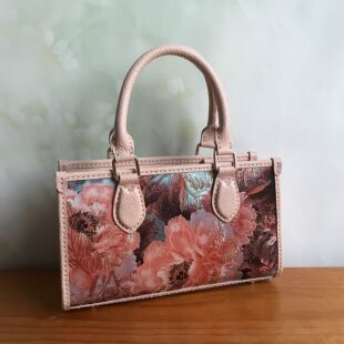 头层荔枝纹小横托材料包自制宋锦钥钥手工皮包真皮手工diy材料包