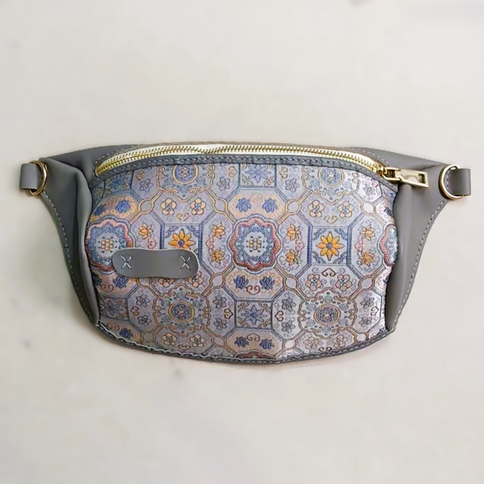 头层牛皮胸包手工diy材料包