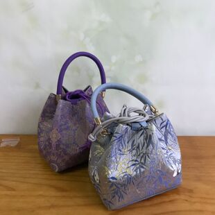 短款皮抽绳水桶包材料包宋锦包包diy材料包自制钥钥手工