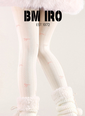 日本BM iro蝴蝶结印花连裤袜女菱格竖纹显瘦光腿神器叠穿打底袜裤