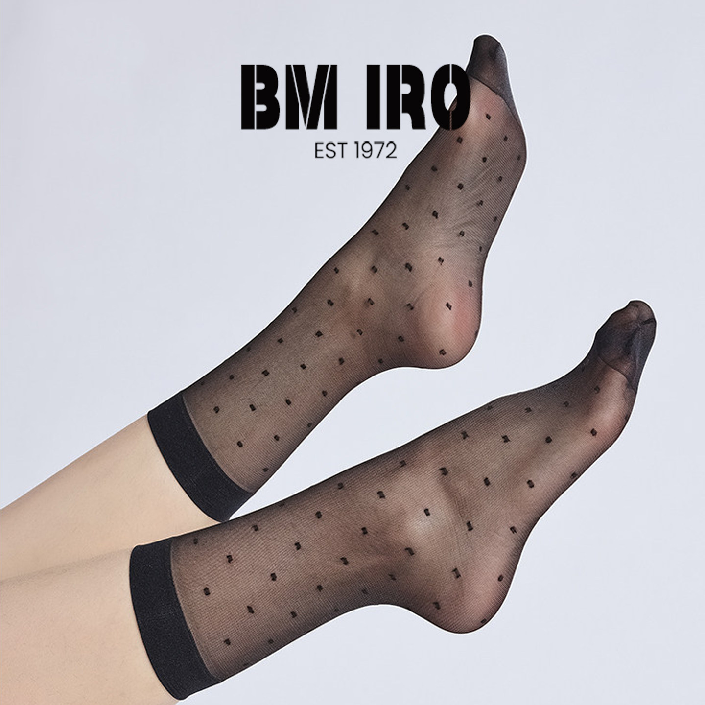 日本BM iro短丝袜女夏季超薄防勾丝圆点肉色隐形透明中筒水晶袜子