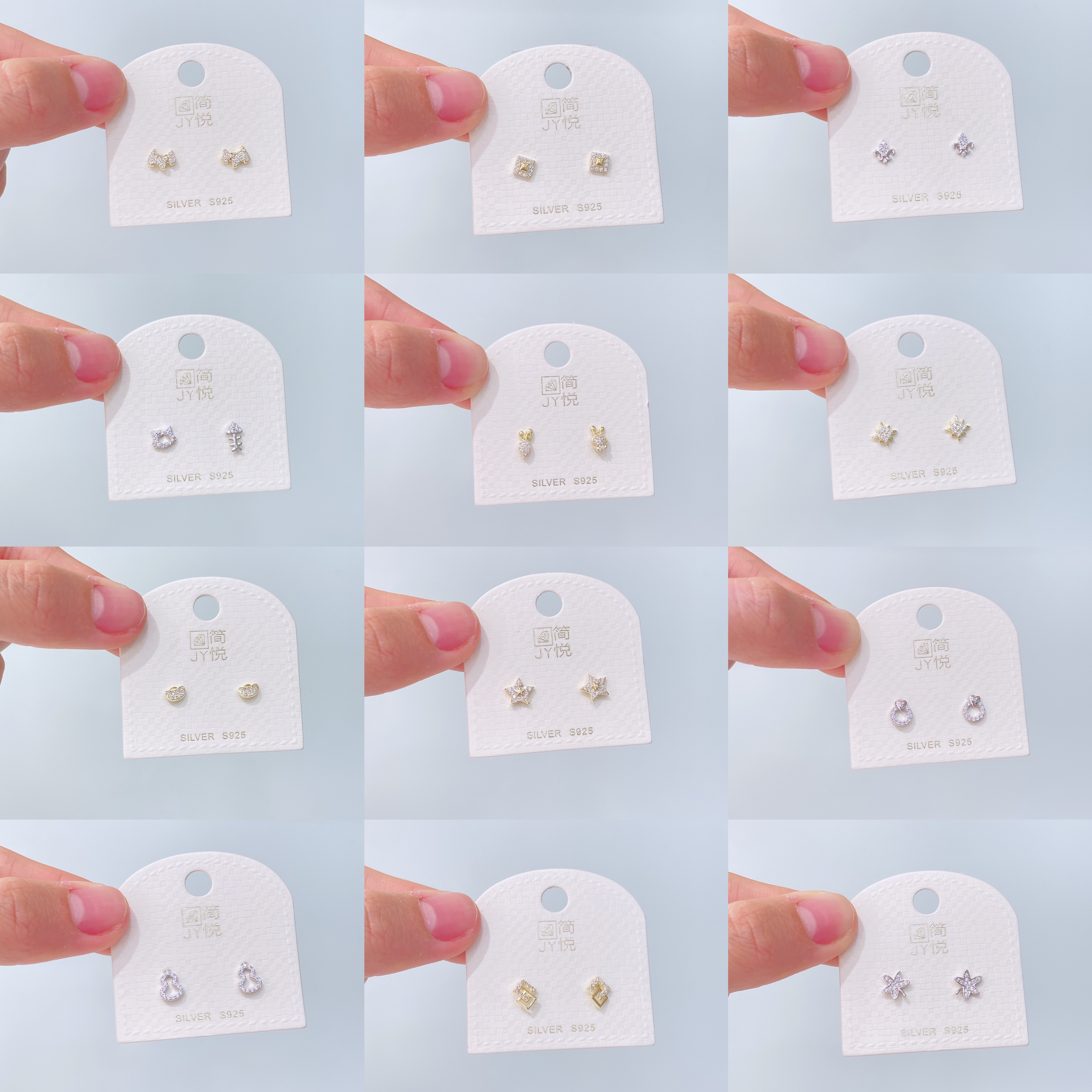 简悦银饰s925通体银新款精致小巧通勤百搭锆石小耳钉女耳饰热卖款