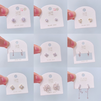 简悦银饰s925通体银新品精致简约通勤百搭锆石耳钉耳环女耳饰