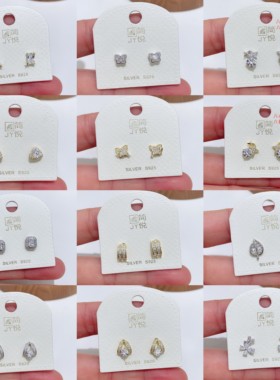 简悦银饰s925通体银新品精致简约通勤百搭锆石耳钉耳环女耳饰