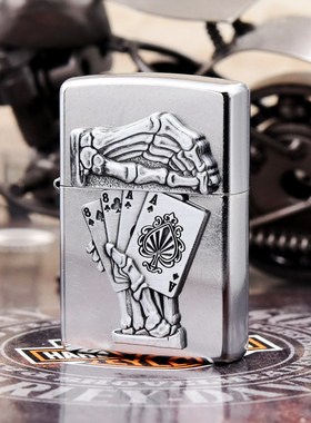 夜色zippo正品煤油打火机惊喜徽章系列花沙惊喜扑克贴章49536收藏