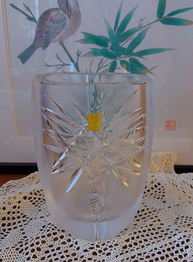 金标KAGAMI水晶花瓶 竹叶切花款 厚胎 闪亮 绝美
