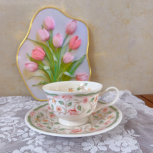 日本制 Marui马瑞 小清新 花草 咖啡碟 咖啡杯碟 红茶杯碟 绝美