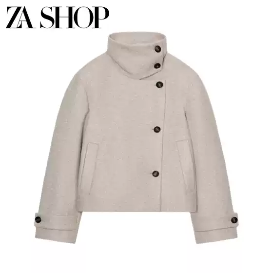 2025 Winter New Women's Long Sleeve Stand Collar Short Double-Breasted Coat 2078779 2078780