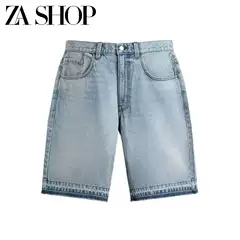 2026 Summer New Men's Versatile Mid-Waist Straight-Leg Loose Washed Cotton Denim Casual Shorts 3409450