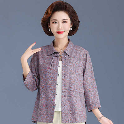 女装纯棉妈妈50岁七分袖时尚