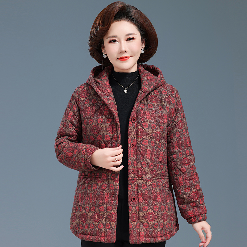 中老年人冬装女棉服加厚连帽妈妈棉衣奶奶纯棉外套老太太棉袄冬季