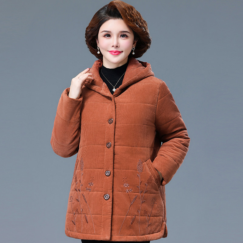 中老年长袖加厚灯芯绒外套棉服